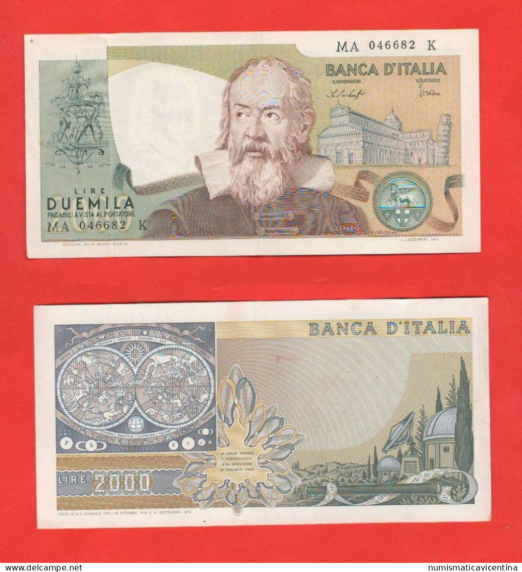 Italia 2000 Lire 1976 Galileo Galilei Scientifique Scientist Repubblica Italiana Italie Italy - 2.000 Lire