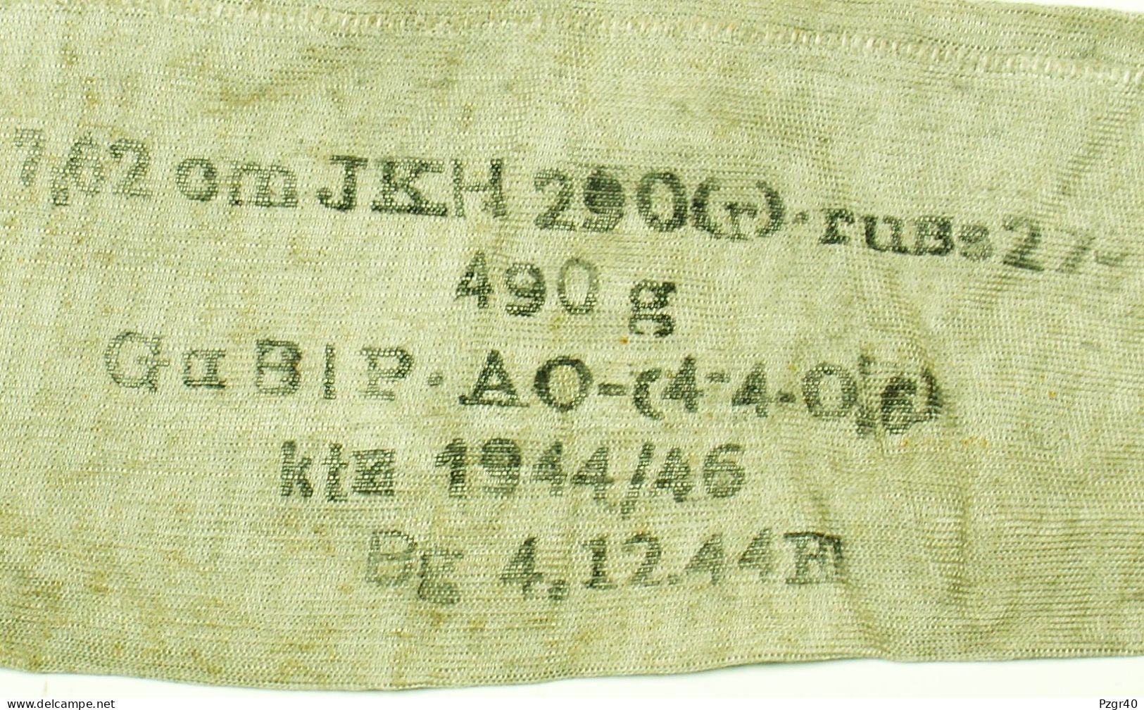 7,62 Cm IKH 290 (r) German Charge Powderbag Propellant WW2 - Armes Neutralisées