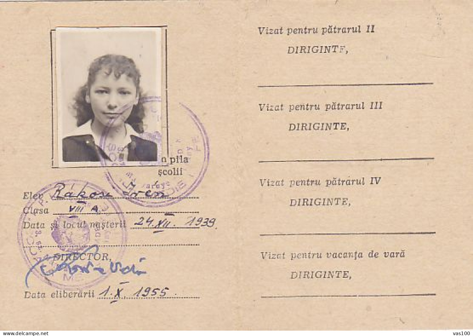 SCHOOL REPORTS, STUDENT IDENTITY BOOK, PHOTO ID, ORADEA EVENING SCHOOL, 1955, ROMANIA - Diplômes & Bulletins Scolaires