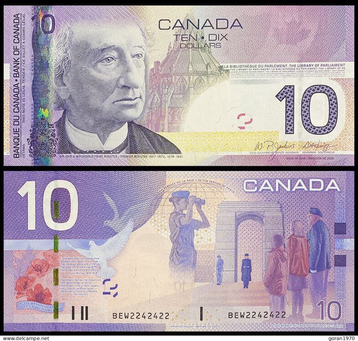 CANADA 10 Dollars 2006 UNC, P-102a - Canada