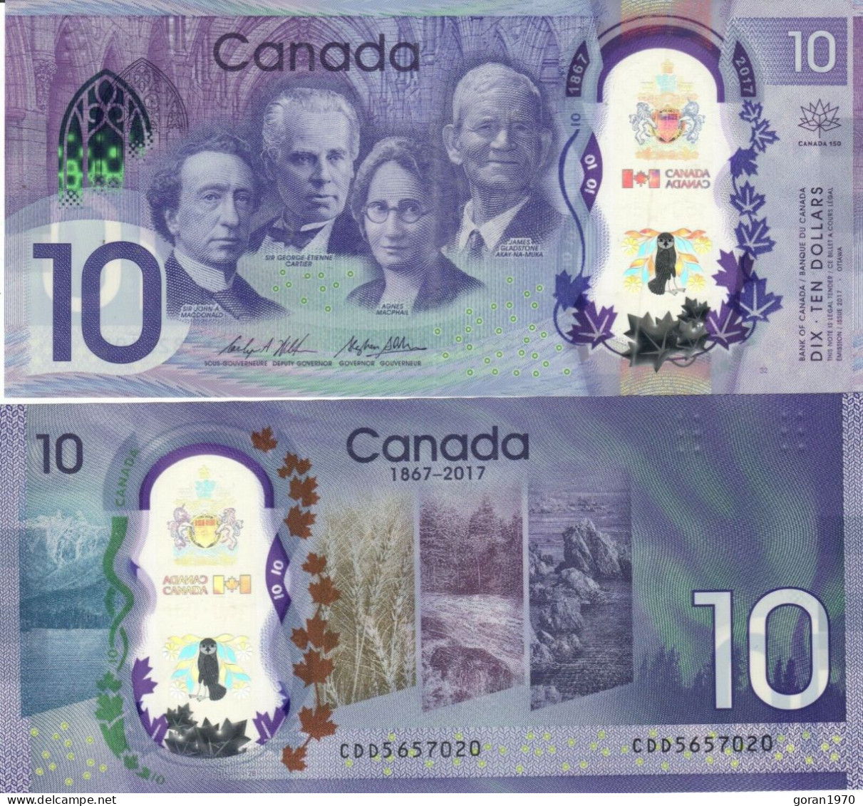 CANADA 10 Dollars 2017 UNC, P-112 Polymer, Commemorative - Canada