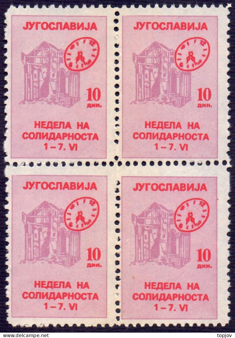 YUGOSLAVIA - JUGOSLAVIA - SOLIDARITY - Chalky  PAPER Bl.of 4x - **MNH - 1986 - Timbres-taxe