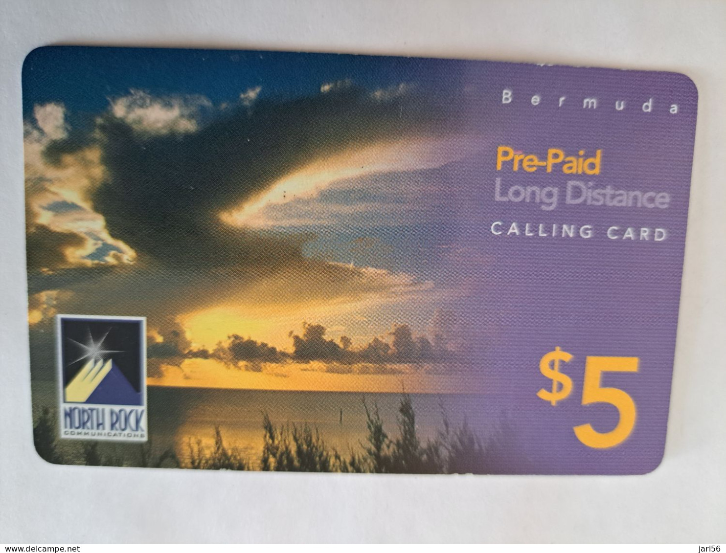 BERMUDA  $5 ,-  BERMUDA  NORTHROCK    SUNSET     6/2002    PREPAID CARD  Fine USED  **  14791** - Bermude