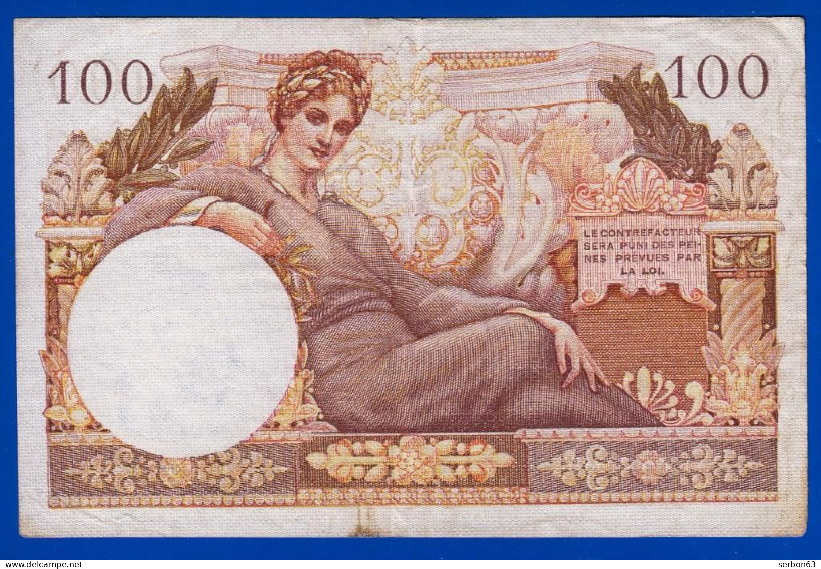 100 FRANCS BILLET DU TRÉSOR FRANÇAIS EMISSION POUR LES TERRITOIRES OCCUPES 1947 Z.3 N° 15089 Serbon63 - 1947 Tesoro Francés