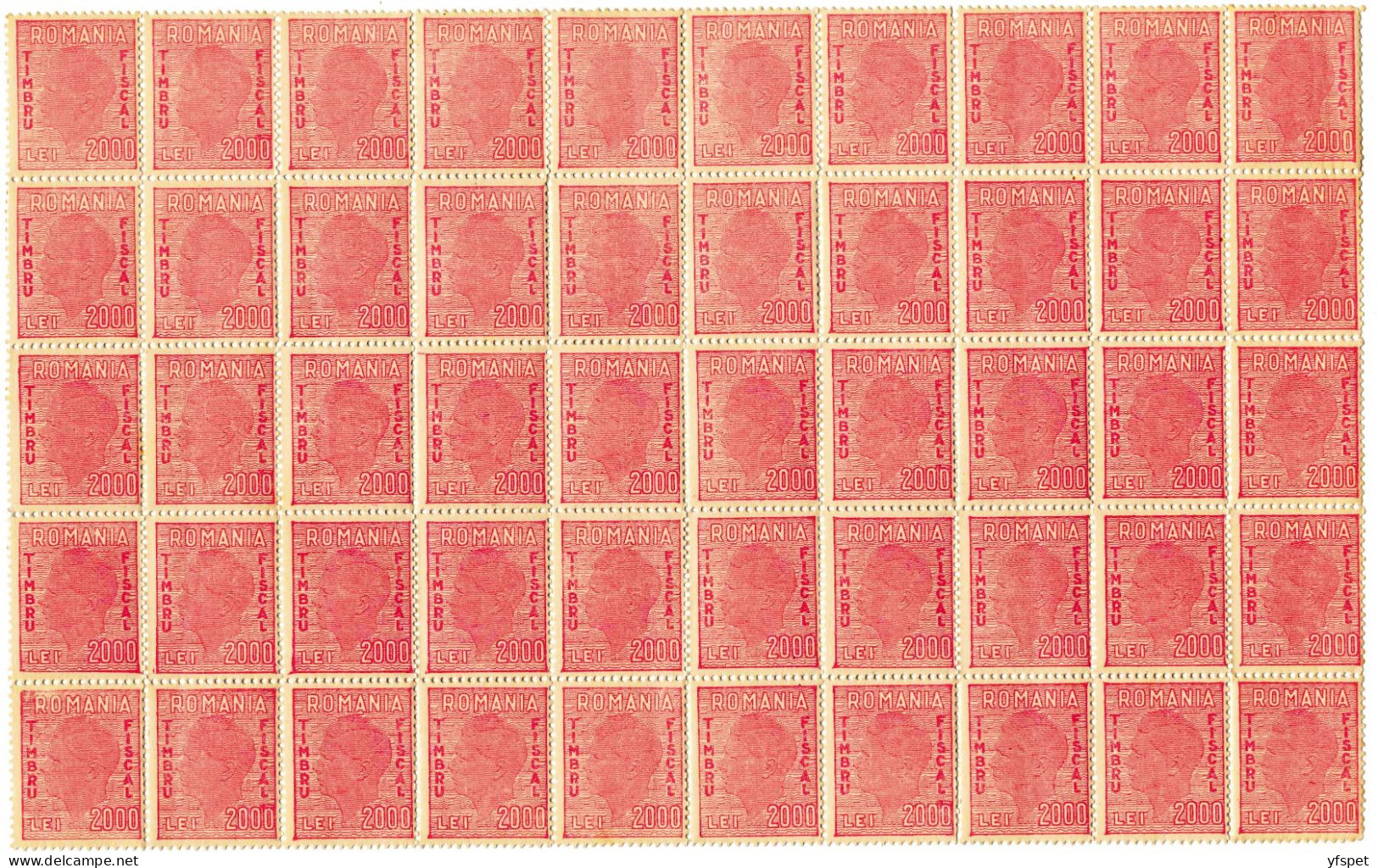 Revenue Stamp `Mihai I` 1940s - 2000 Lei X50 - Fiscales