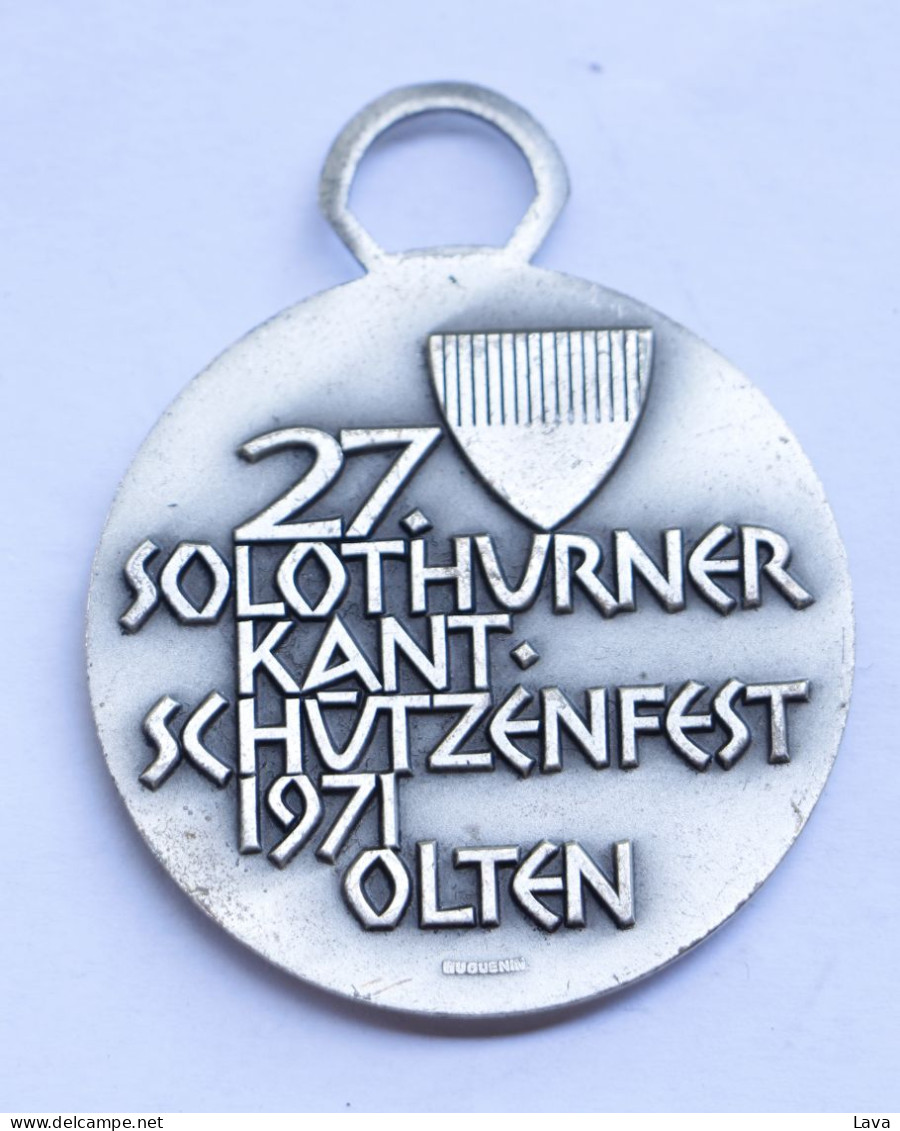 VERY RARE SILVER 27. SOLOTHURNER KANT SCHUTZENFEST 1971 OLTEN Medal - Gewerbliche
