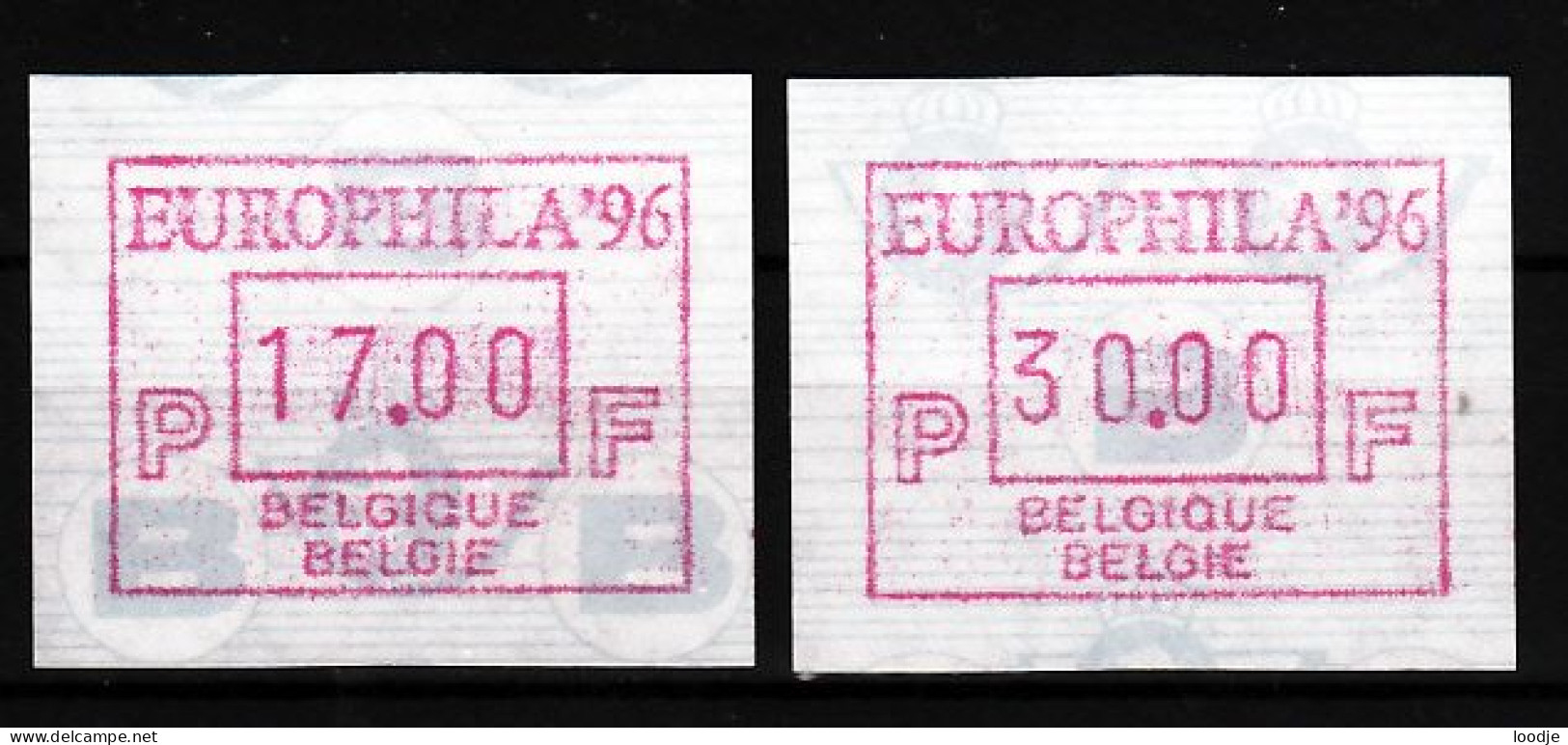 Belgie ATM Mi 32  Europhila 96  Postfris Div. (2 Verschillende Waarden) - 1980-1999