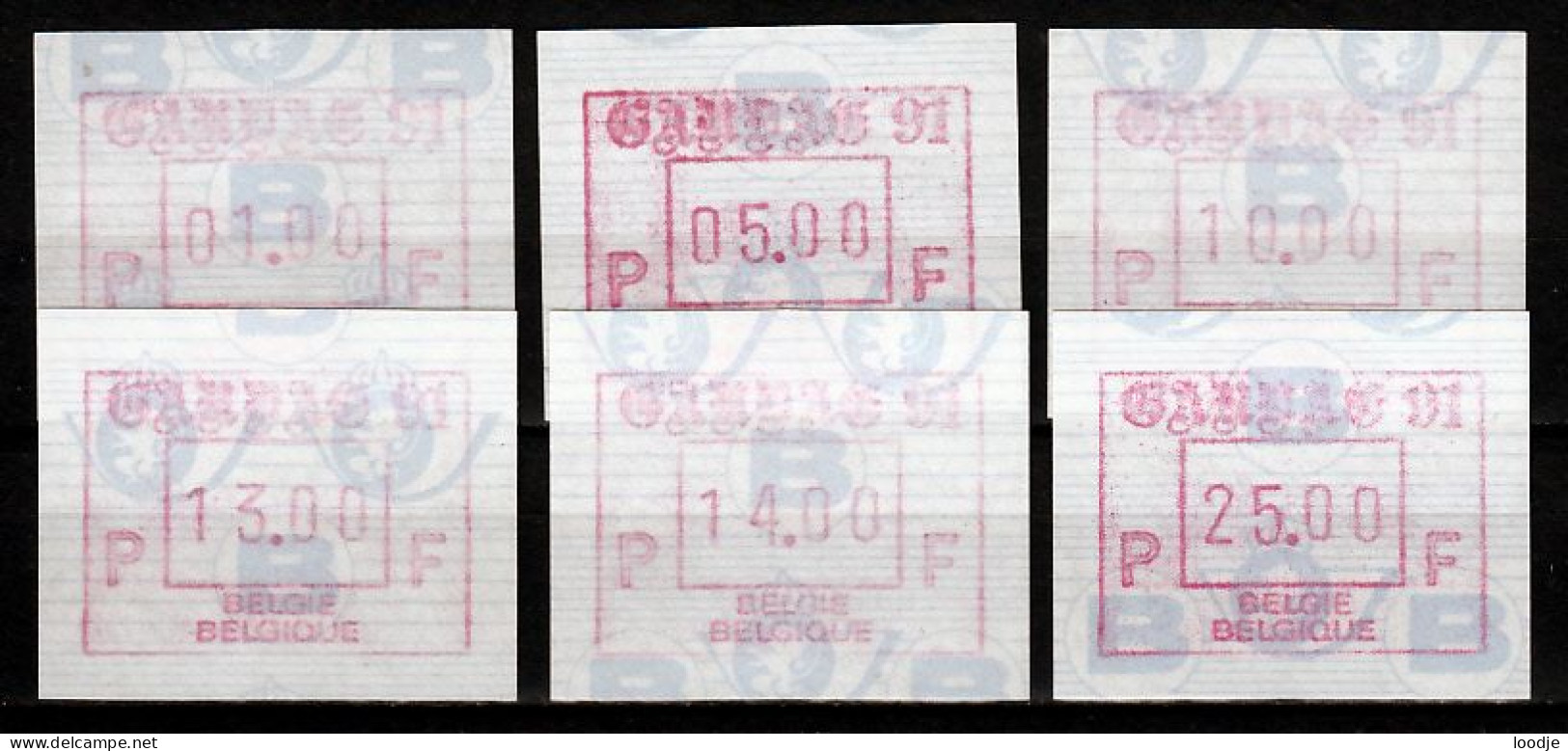 Belgie ATM Mi 26 Gandea 91  Postfris Div. (6 Verschillende Waarden) - 1980-1999