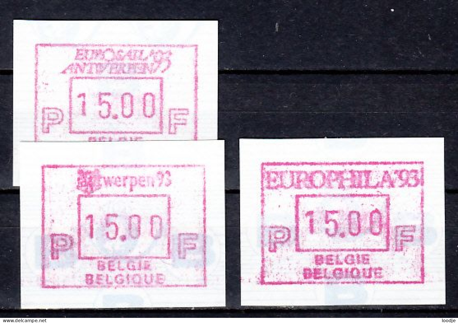 Belgie ATM   Postfris Div. 1993  (3 Verschillende Waarden) - 1980-99