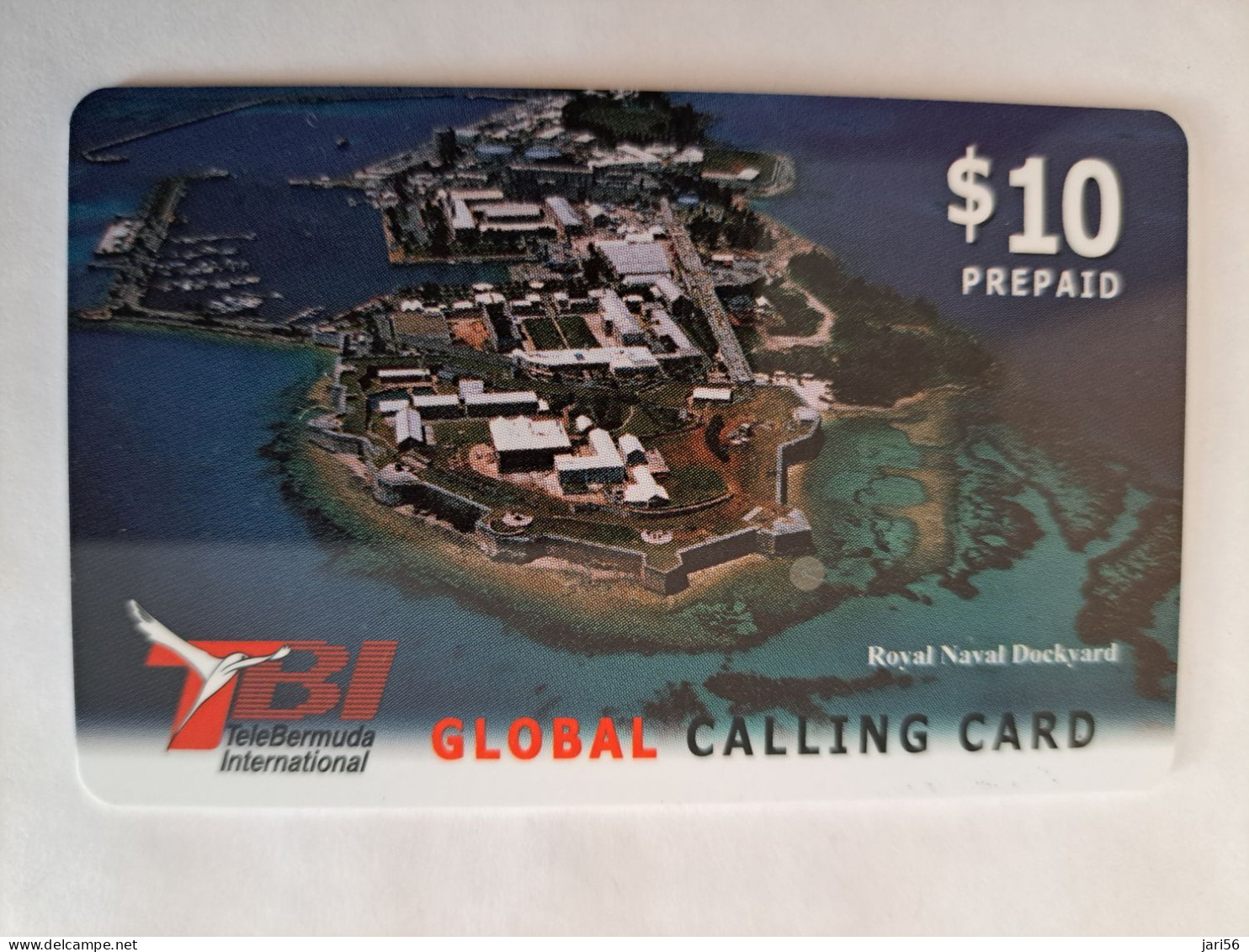 BERMUDA  $10,-  BERMUDA  TB1 GLOBAL  ROYAL NAVAL DOCKYARD      PREPAID CARD  Fine USED  **14814** - Bermude