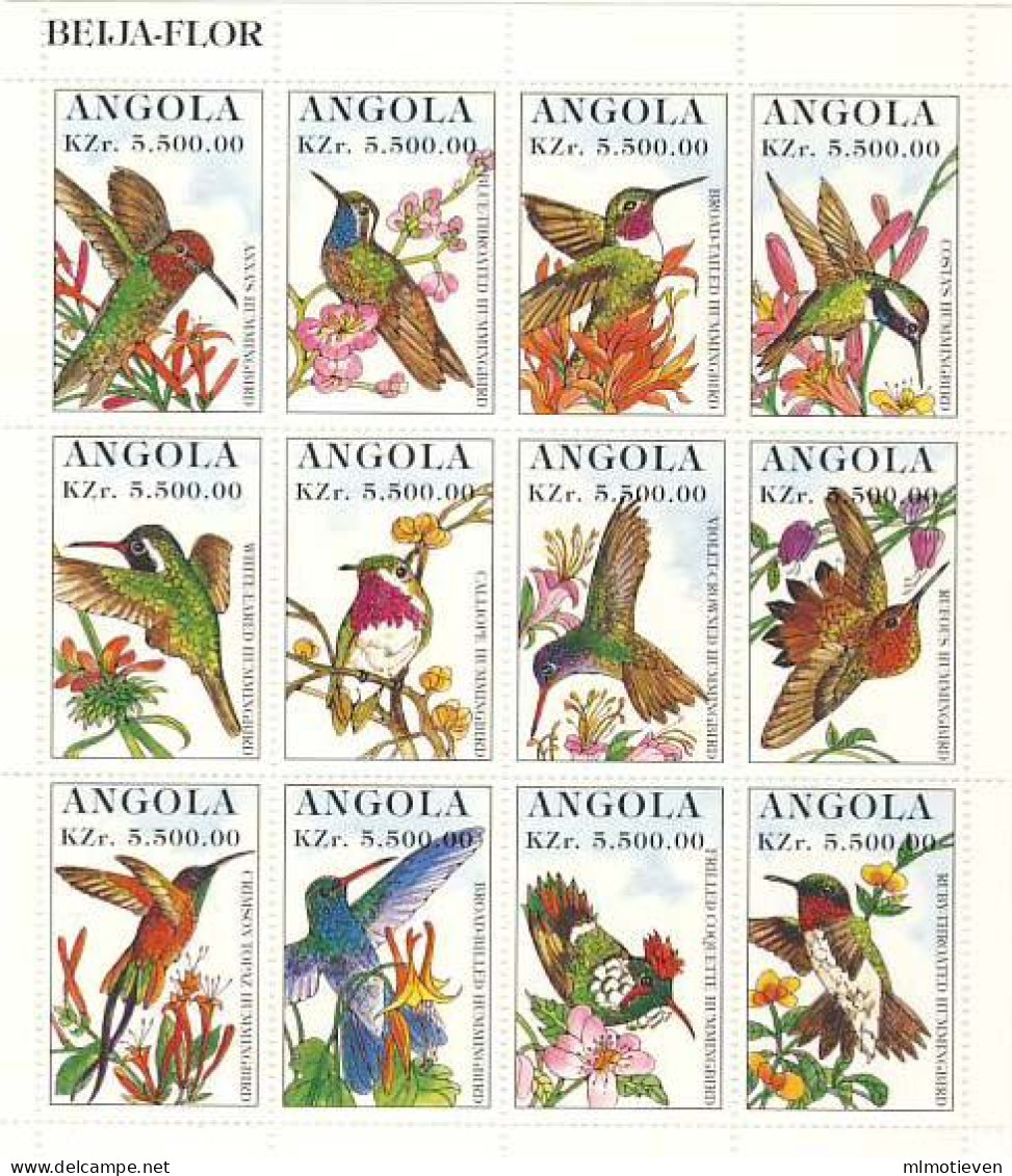 MDB-BK5-071 MINT ¤ ANGOLA 1996 12w In Serie  ¤ - VÖGEL - BIRDS - VOGELS - OISEAUX - AVES - - Colibrì