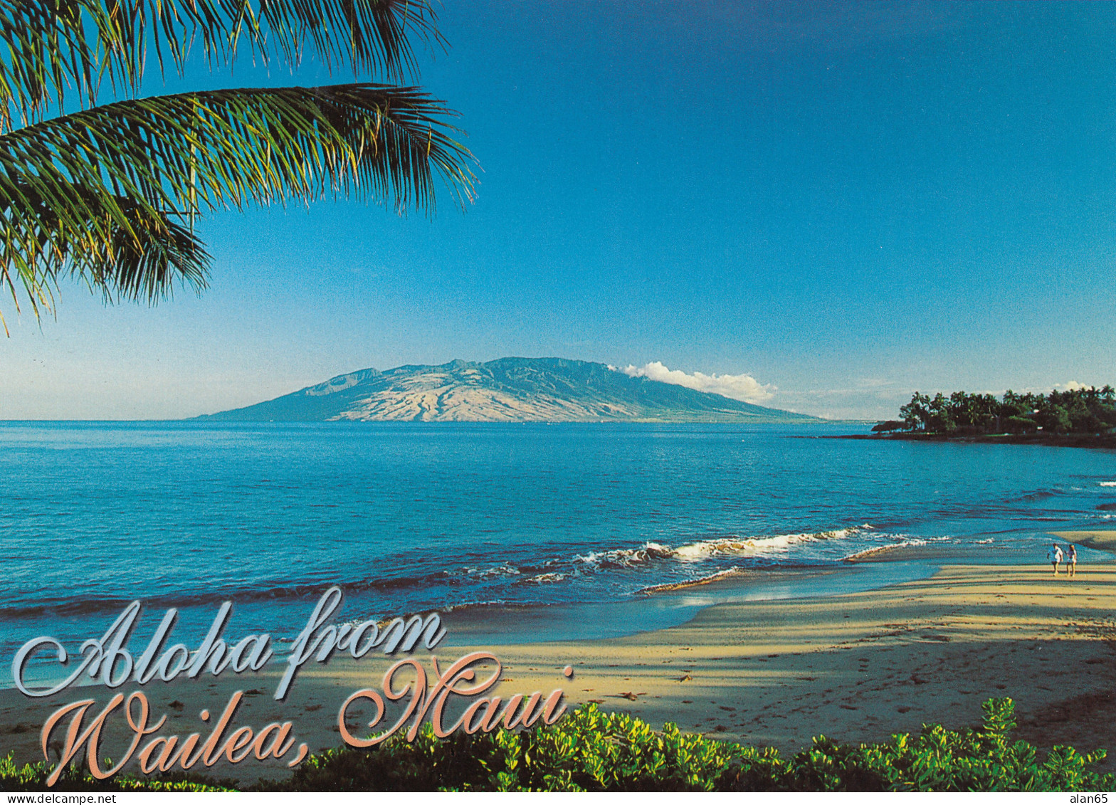 Wailea, Maui, Hawaii, Kona Coast Beach Shore Scene, Lanai(?) In Distance C2000s Vintage Postcard - Maui