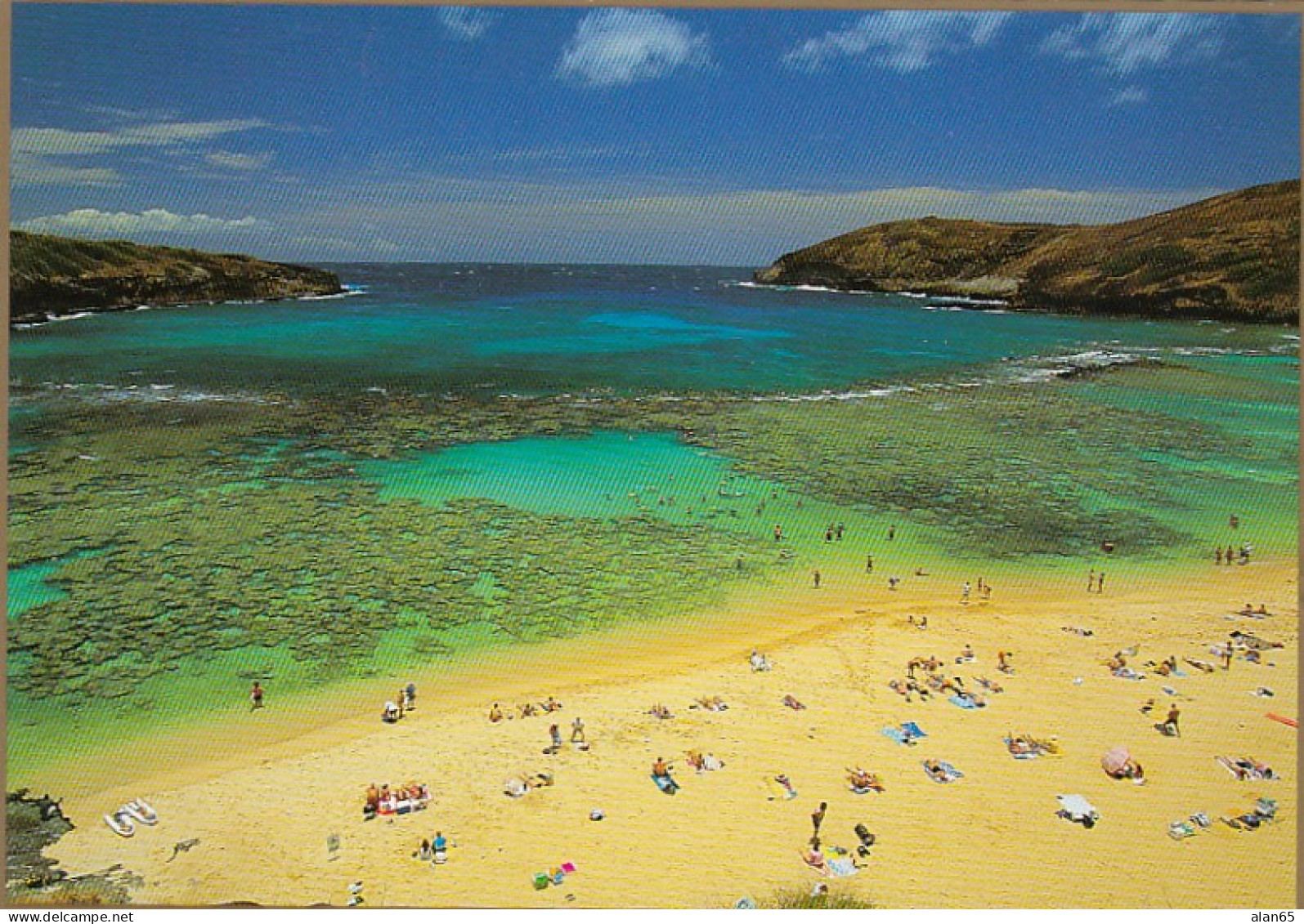 Hanauma Bay, Oahu, Hawaii, Beach Scene Sun-Bathers Swimmers C1990s/2000s Vintage Postcard - Oahu