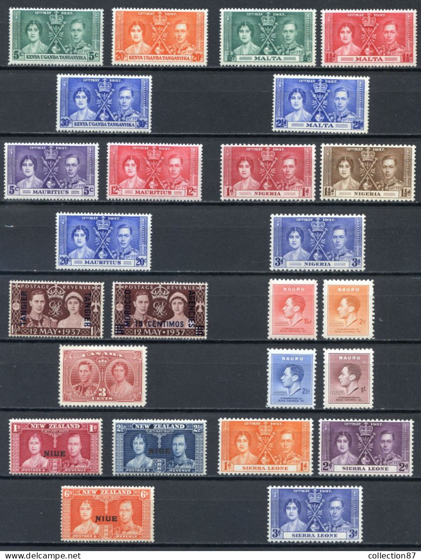 GEORGES VI  COURONNEMENT < 10 Pays * & ** - KENYA-MALTE-MAURICE-NIGERIA-MAROC-NAURU-NIUE-SIERRA LEONE-CANADA - Unused Stamps