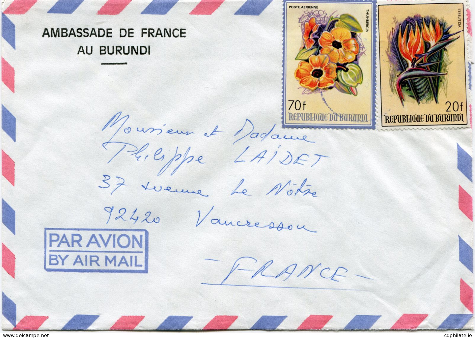 BURUNDI LETTRE PAR AVION DEPART ? ?-?-? POUR LA FRANCE - Brieven En Documenten