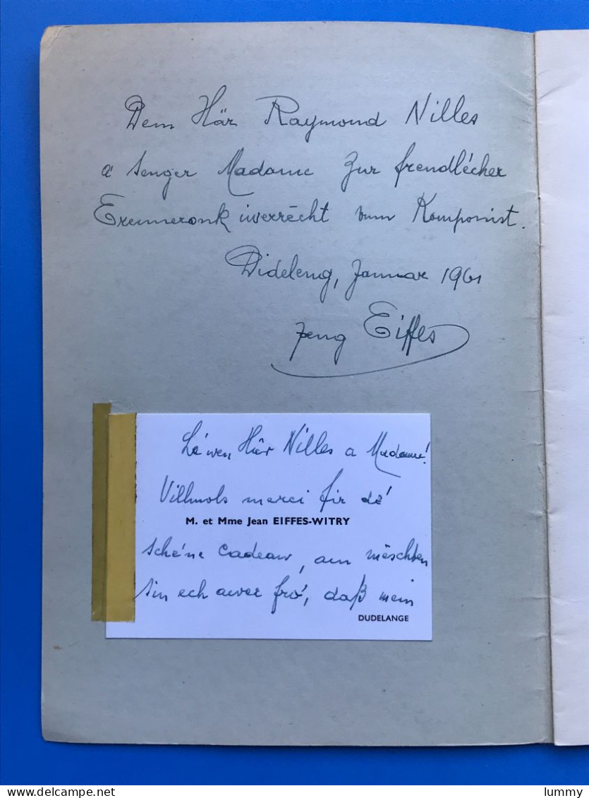 Luxembourg - Dudelange - Stad Dideleng - Lidder Vum Jeng Eiffes + Widmung + Foto  (20 S. 21 X 15 Cm) - Düdelingen