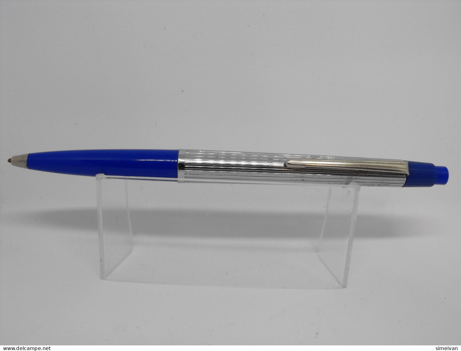 Vintage Ballpoint Pen Markant K700 Blue And Chromed Plastic Germany #0778 - Lapiceros