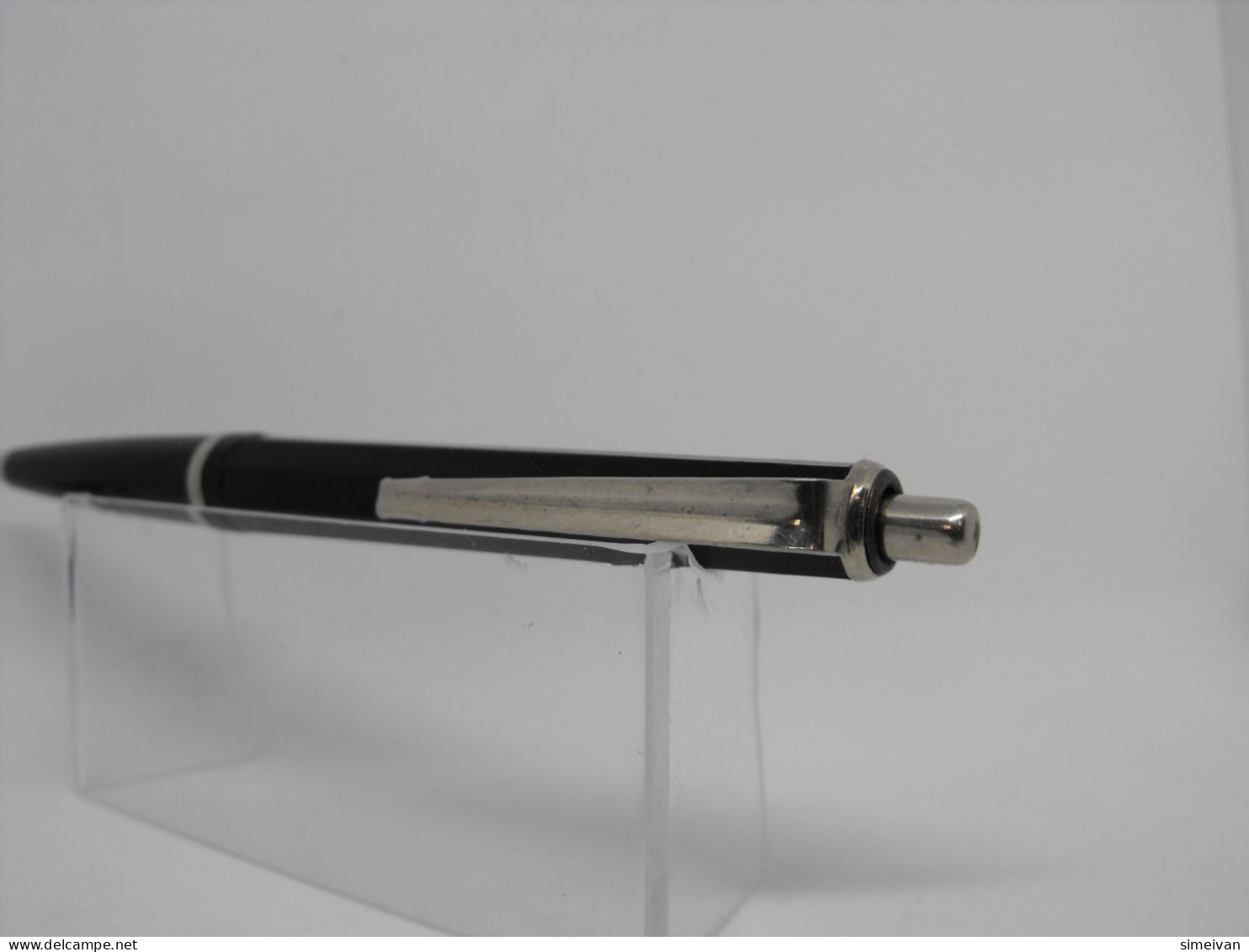 Vintage Ballpoint Pen Black Plastic Chrome Metal Trim 70's #0793 - Lapiceros