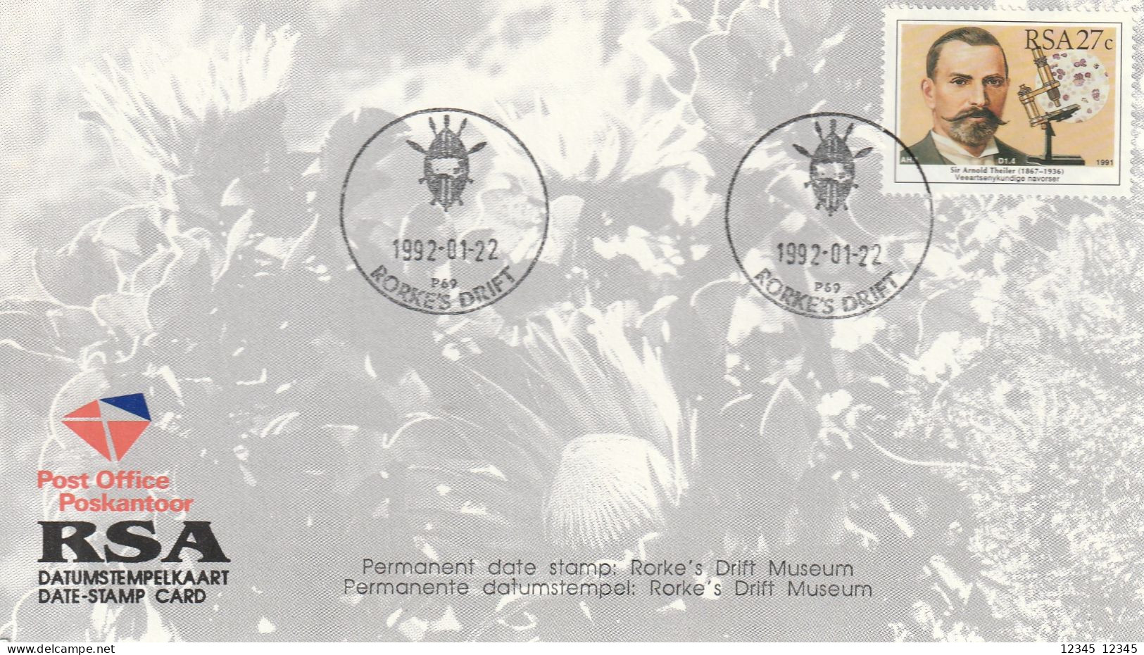 Zuid Afrika 1992, Date Stamp Card, Rorke's Drift Museum - Covers & Documents