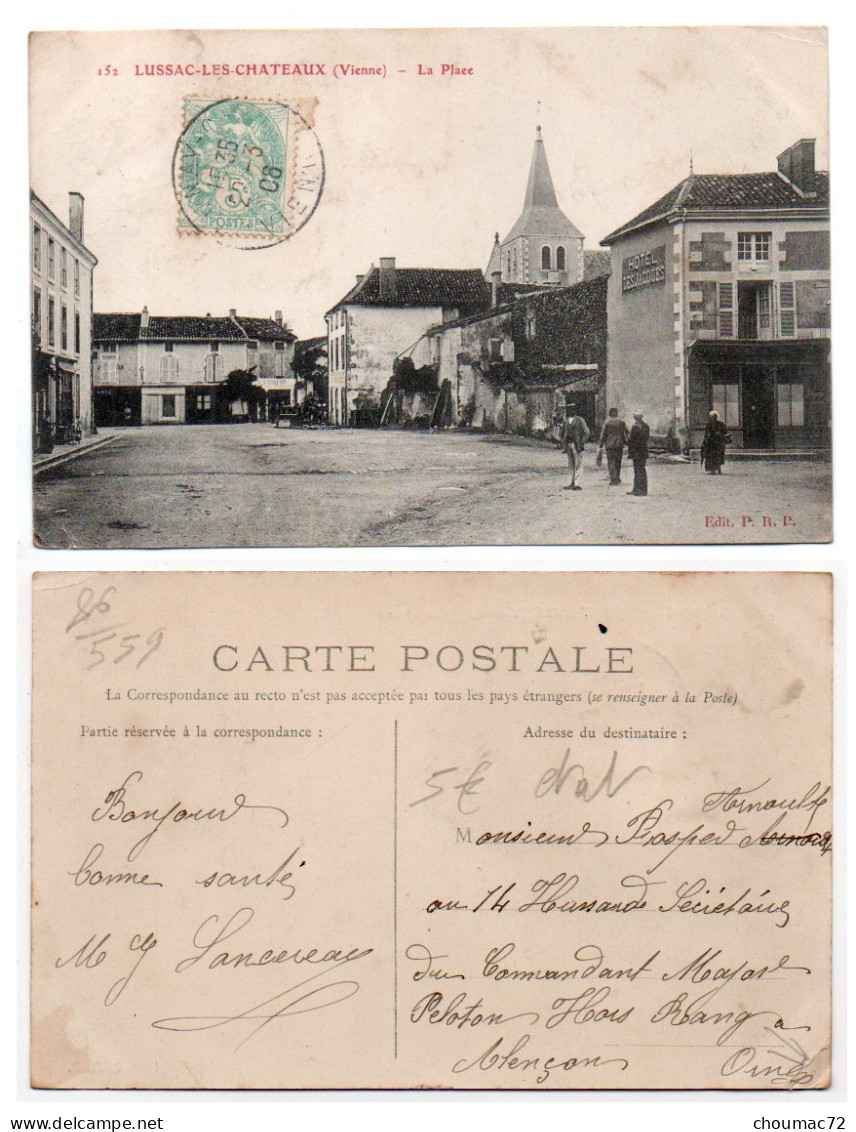 (86) 559, Lussac Les Chateaux, Edit PRP 152, La Place, état !!! - Lussac Les Chateaux