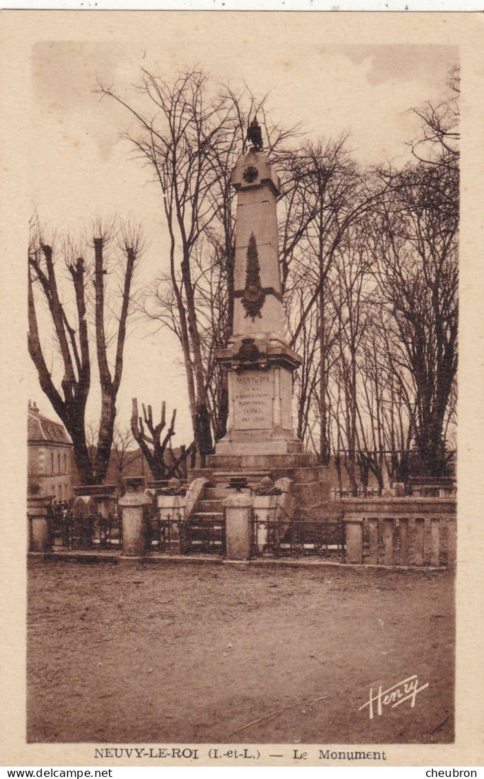 37. NEUVY LE ROI. CPA SEPIA.  LE MONUMENT AUX MORTS. - Neuvy-le-Roi