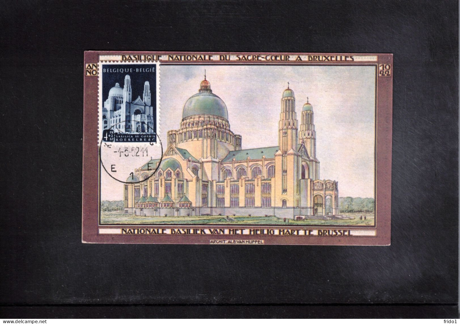 Belgium 1952 Brussels Basilica Maximum Card - 1951-1960