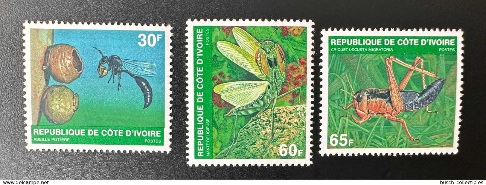 Côte D'Ivoire Ivory Coast 1979 Mi. A - C 611 Insectes Insects Insekten Abeille Potière Bee Biene Mante Religieuse - Costa De Marfil (1960-...)