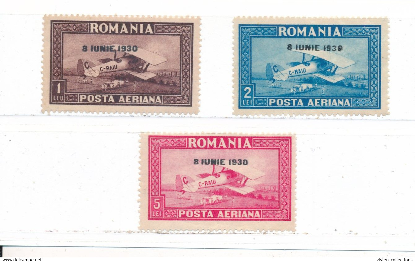Roumanie Poste Aérienne PA N° 4 à 6 (filigrane Horizontal) Neufs ** Sans Charnières (+ 60 %) N° 4 Gomme Jaunie / 6 Trait - Nuevos