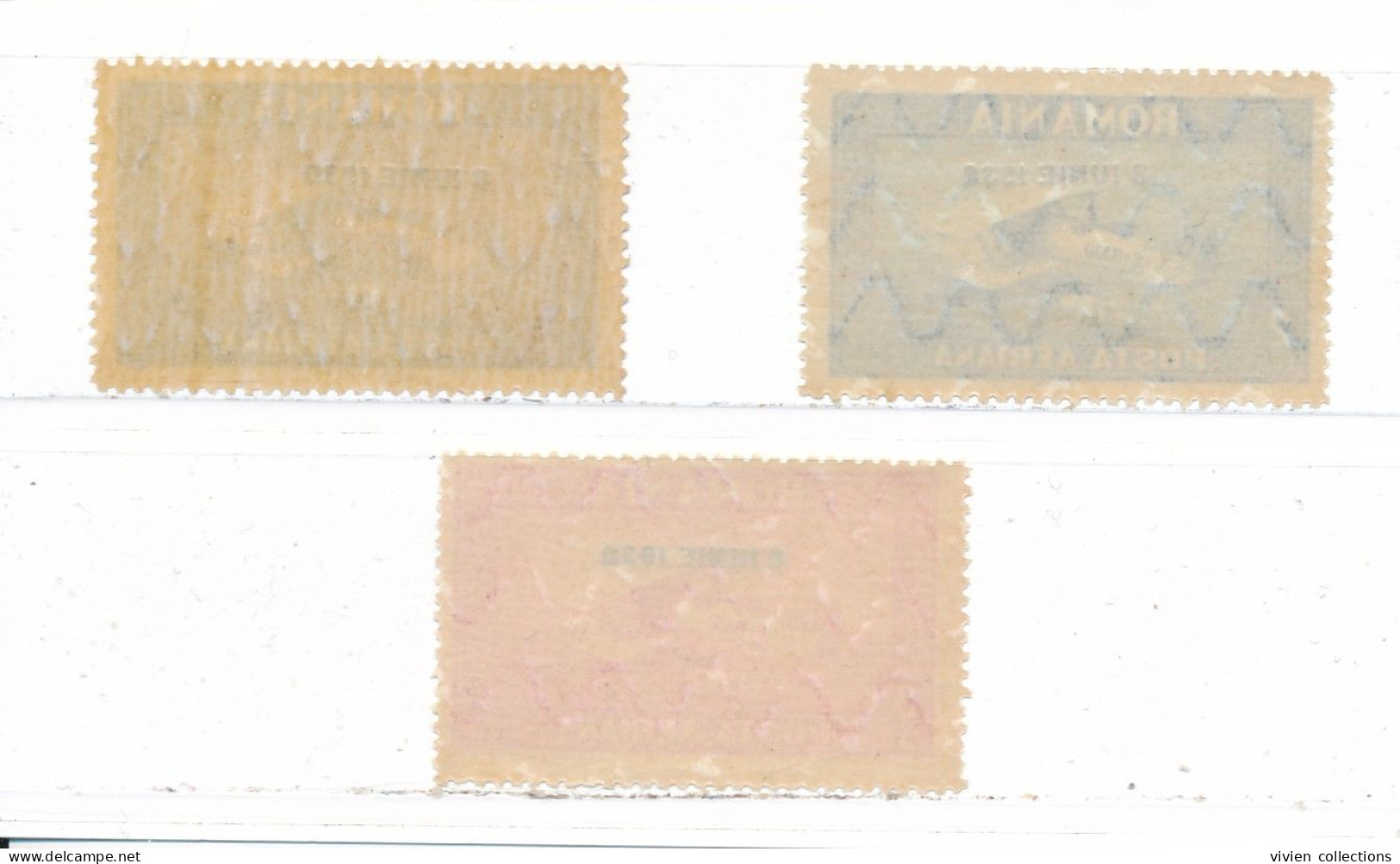 Roumanie Poste Aérienne PA N° 4 à 6 (filigrane Horizontal) Neufs ** Sans Charnières (+ 60 %) N° 4 Gomme Jaunie / 6 Trait - Unused Stamps