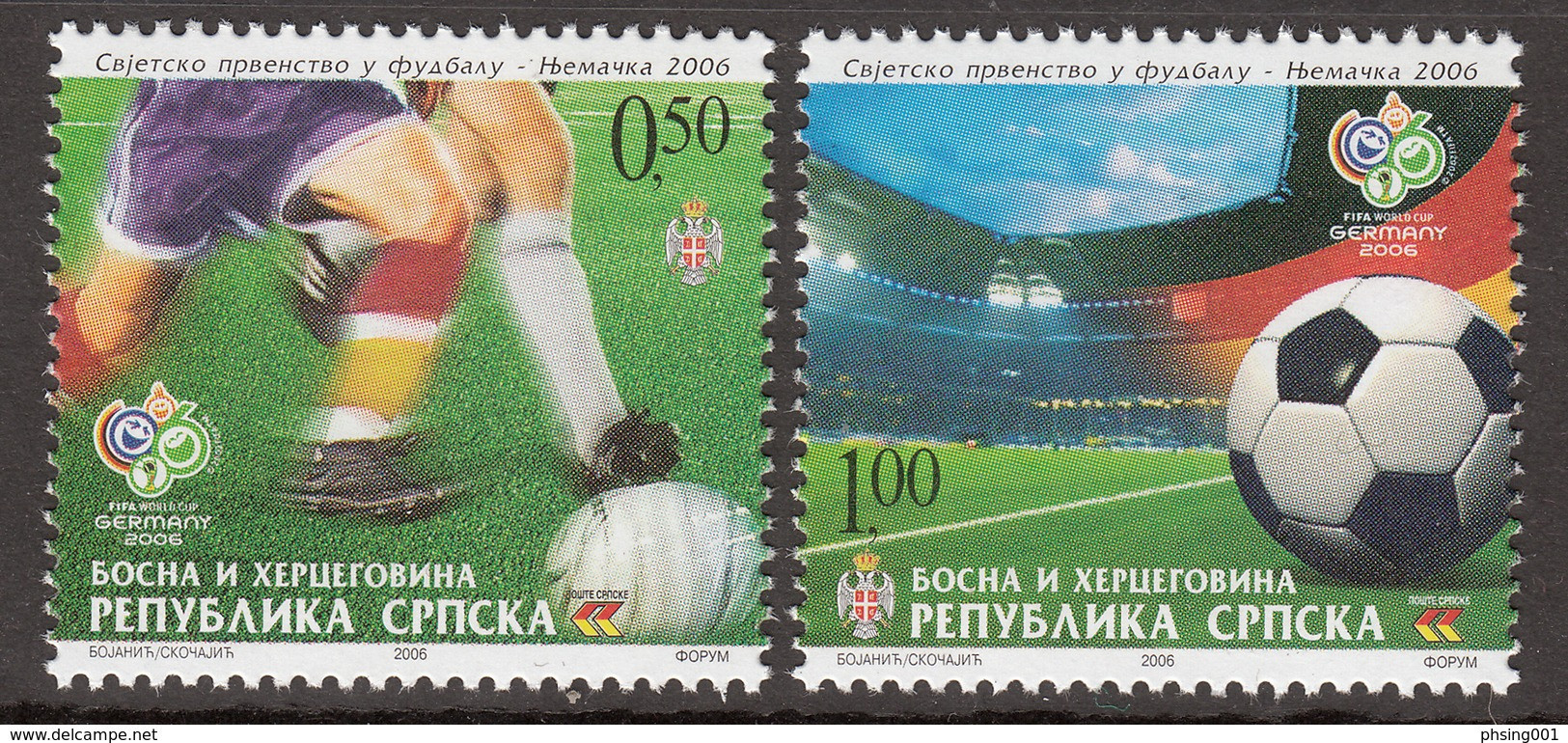 Bosnia Serbia 2006 FIFA WORLD CUP Germany Championship Football Soccer, Set MNH - 2006 – Germany