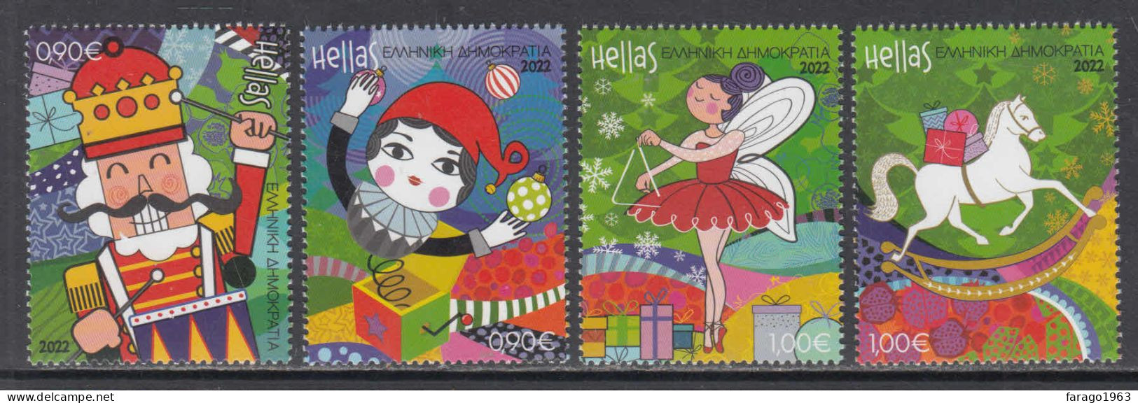 2022 Greece Christmas Noel Navidad Toys Jouets  Complete Set Of 2 MNH @ BELOW FACE VALUE - Unused Stamps