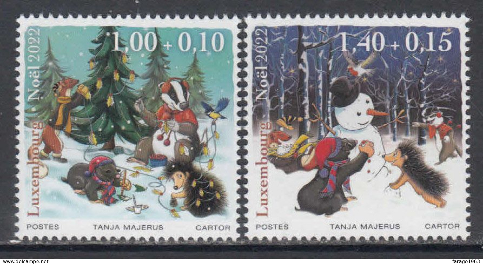 2022 Luxembourg Noel Christmas Navidad Complete Set Of 2 MNH @ BELOW FACE VALUE - Nuovi