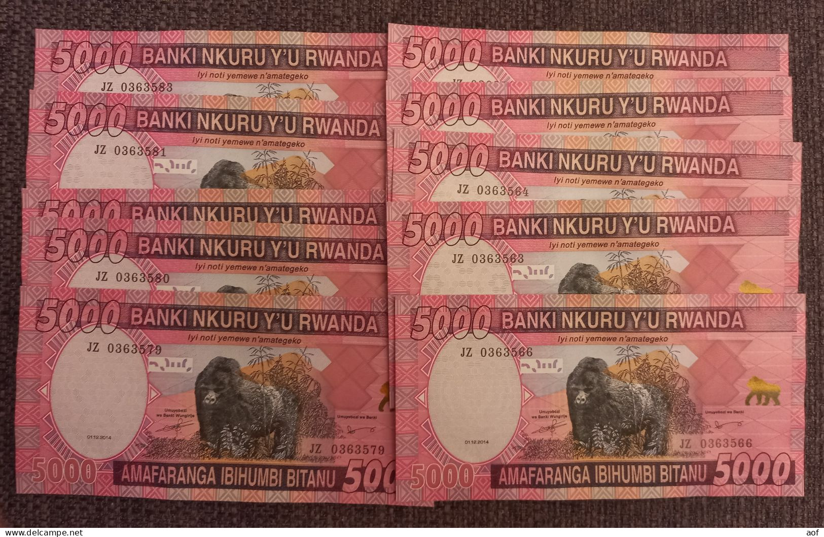 5000 - 10 Billets NEUFS RWANDA UNC - Rwanda