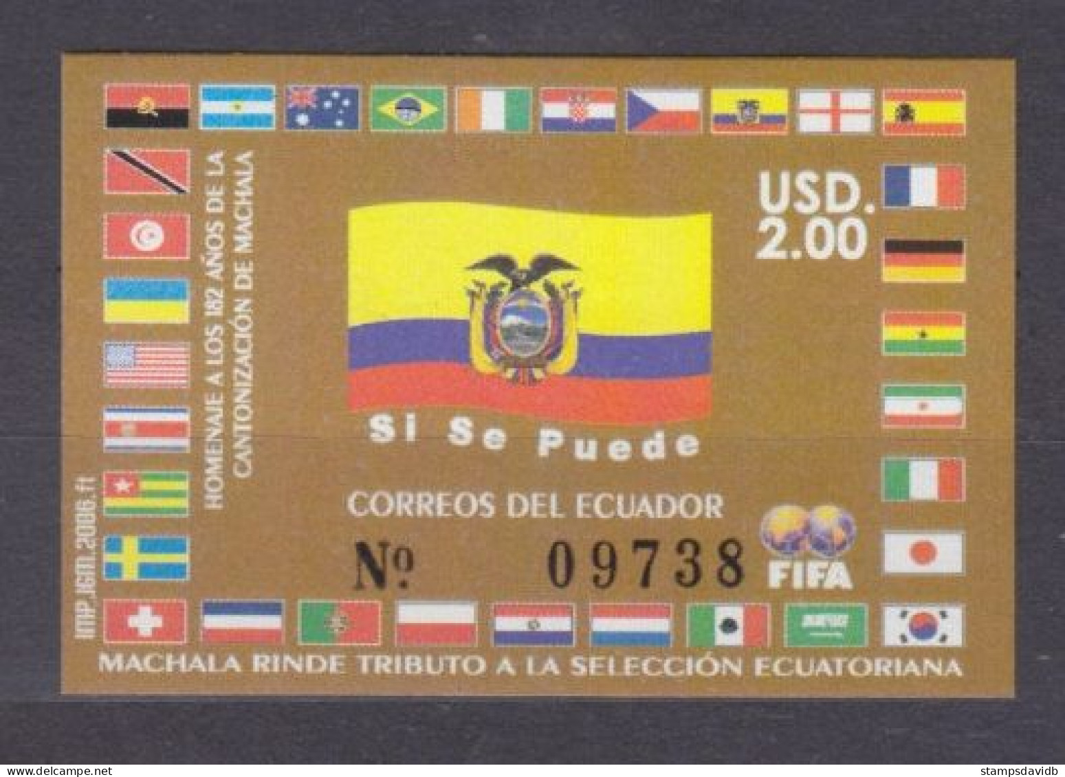 2006 Ecuador B189b 2006 FIFA World Cup Germany 6,50 € - 2006 – Germany