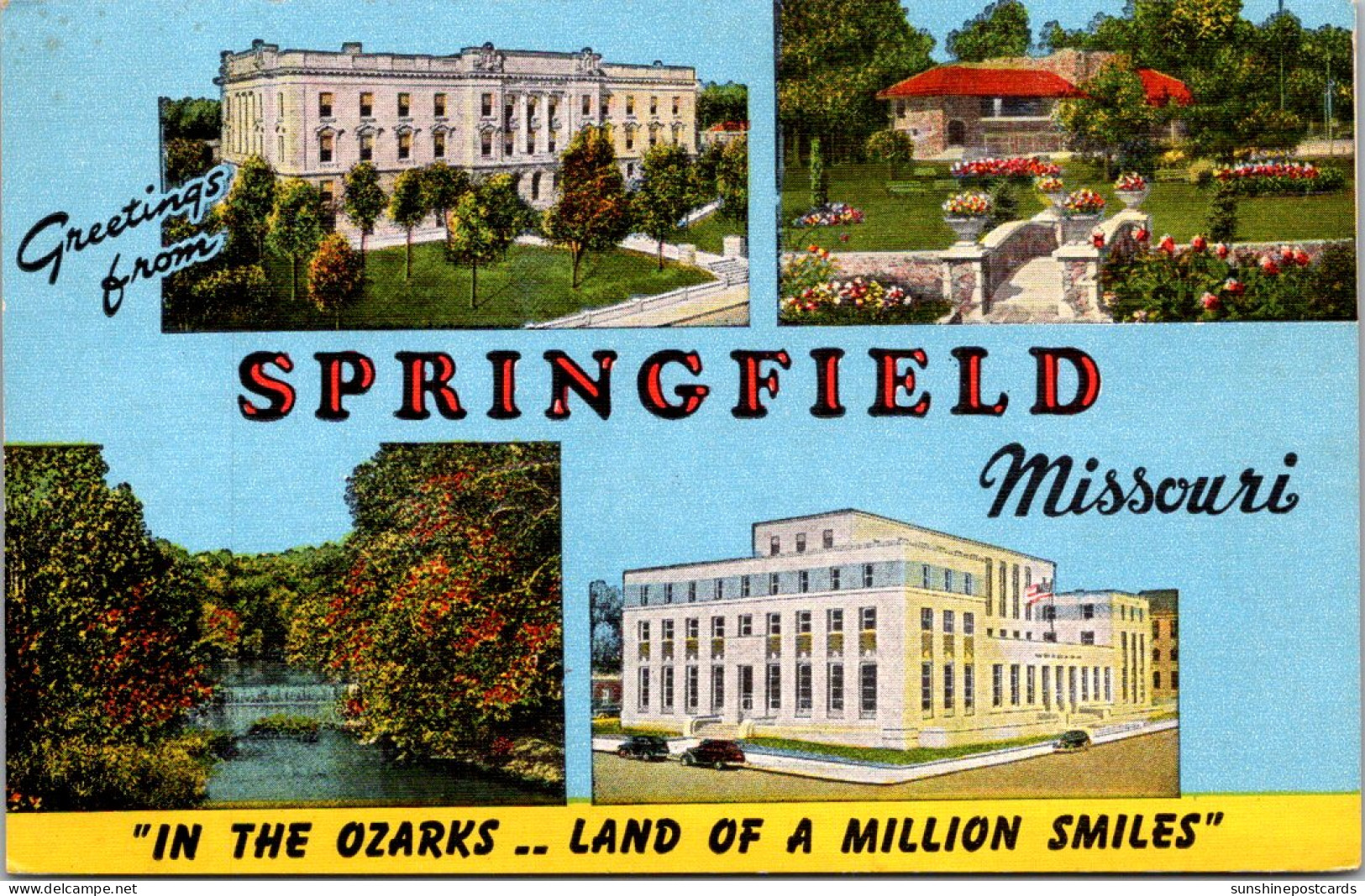 Missouri Springfield Greetings With Multi View Greene County Court House Post Office And More - Springfield – Missouri