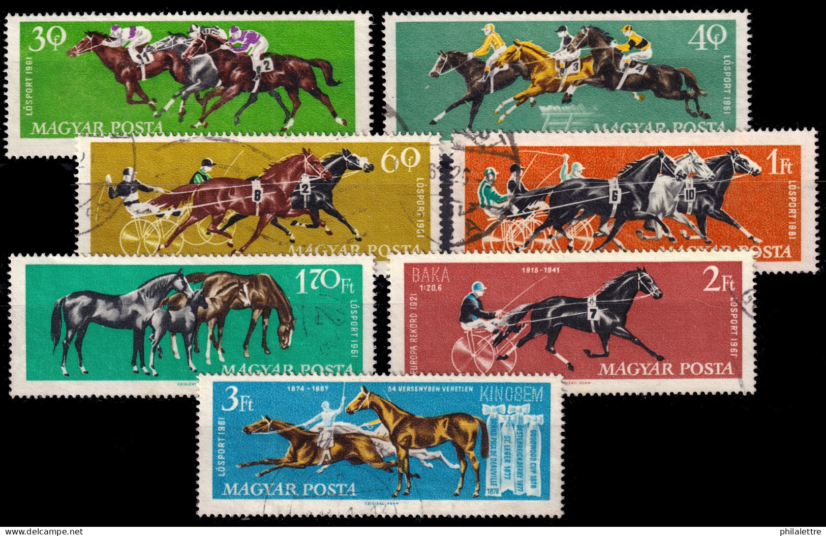 HONGRIE / HUNGARY - 1961 - Mi.1776A/82A Equestrian Sports - Complete Used Set - Used Stamps