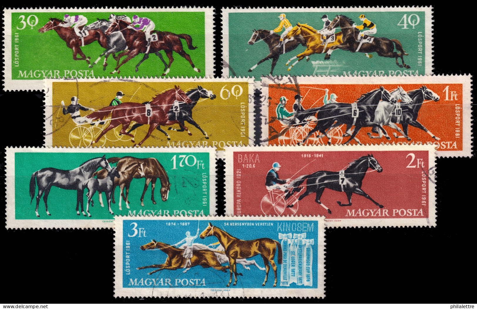 HONGRIE / HUNGARY - 1961 - Mi.1776A/82A Equestrian Sports - Complete Used Set - Gebruikt