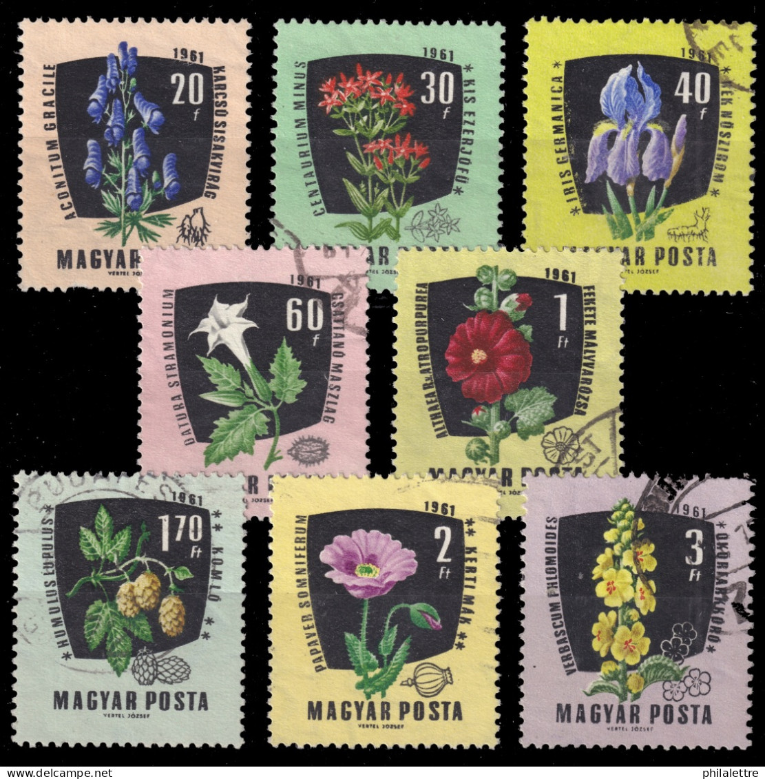 HONGRIE / HUNGARY - 1961 - Mi.1799A/1806A Medecinal Plants - Complete Used Set - Gebruikt