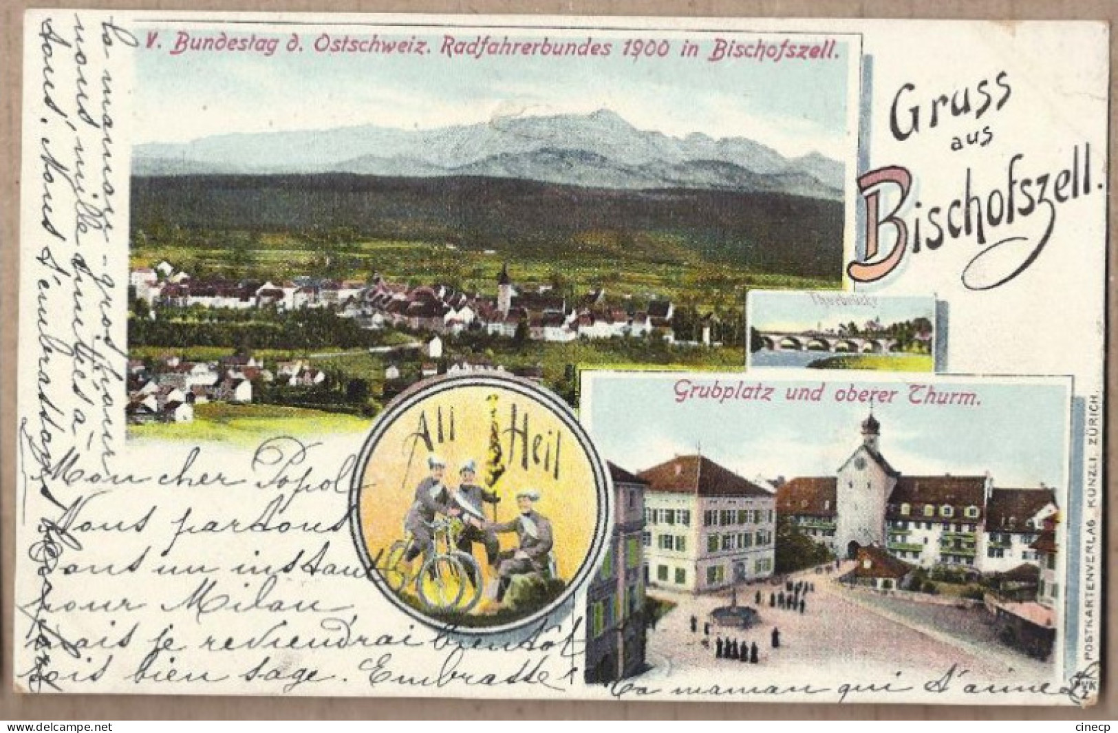 CPA SUISSE - BISCHOFSZELL - GRUSS AUS - TB CP Multivue En Dessins Illustrations Dont Grubplatz , Militaires Etc... 1900 - Bischofszell