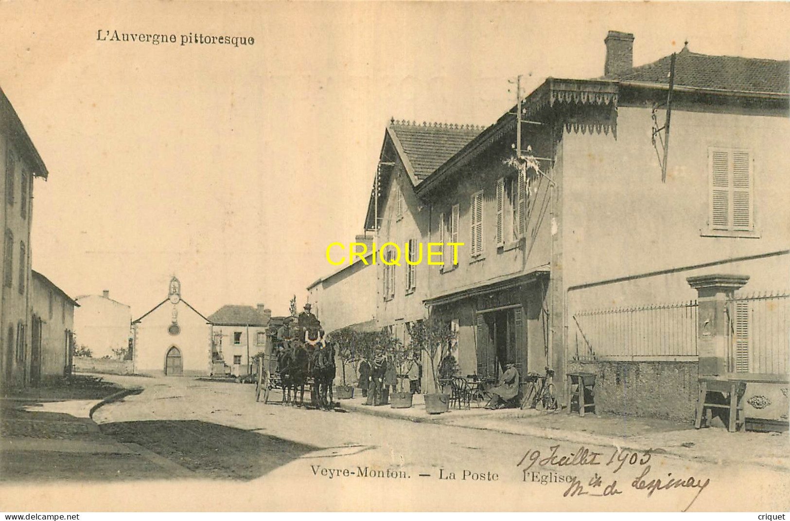 63 Veyre-Monton, La Poste Et L'Eglise, Belle Diligence - Veyre Monton