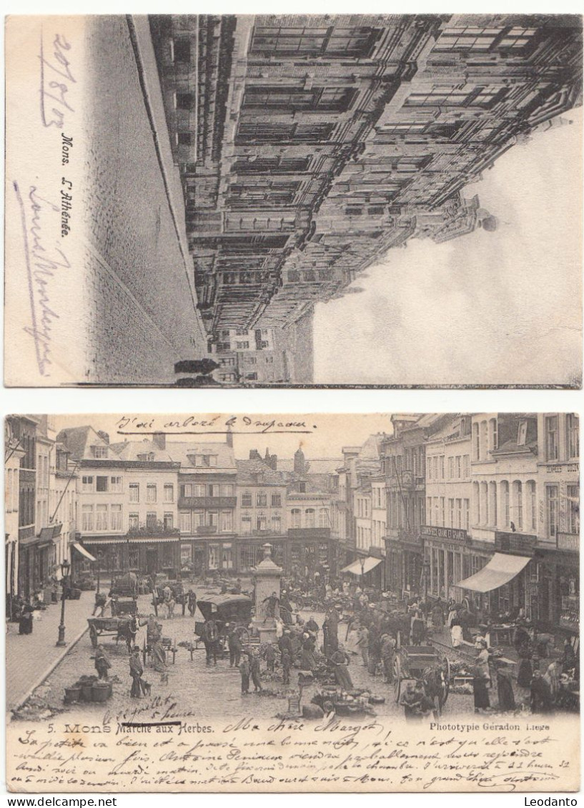 MONS - Marché Aux Herbes - L'Athénée (2 Cartes) - Mons