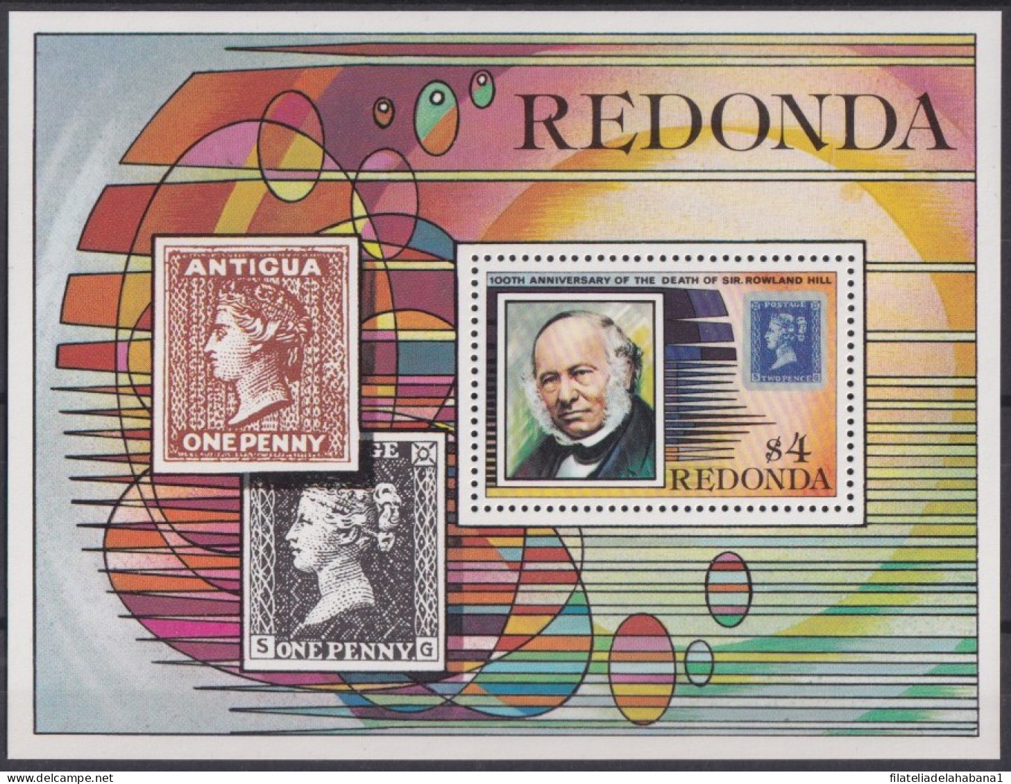 F-EX42994 REDONDA MNH 1979 CENTENARY OF DEATH ROWLAND HILL.  - Rowland Hill