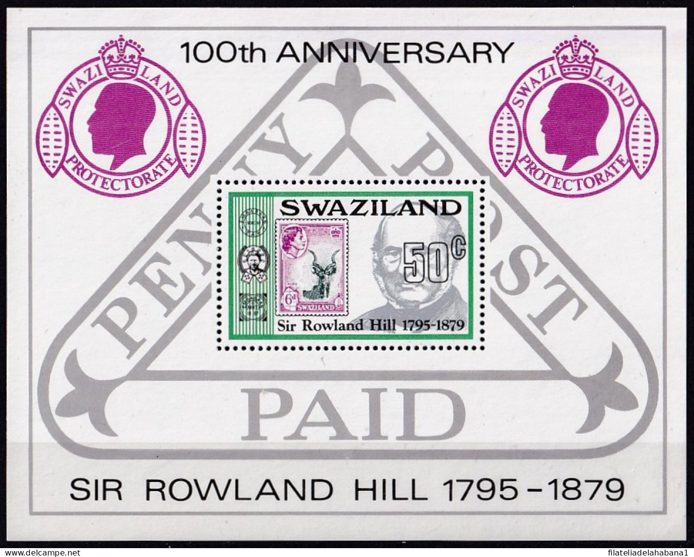 F-EX43050 SWAZILAND MNH 1979 CENTENARY OF DEATH ROWLAND HILL. - Rowland Hill