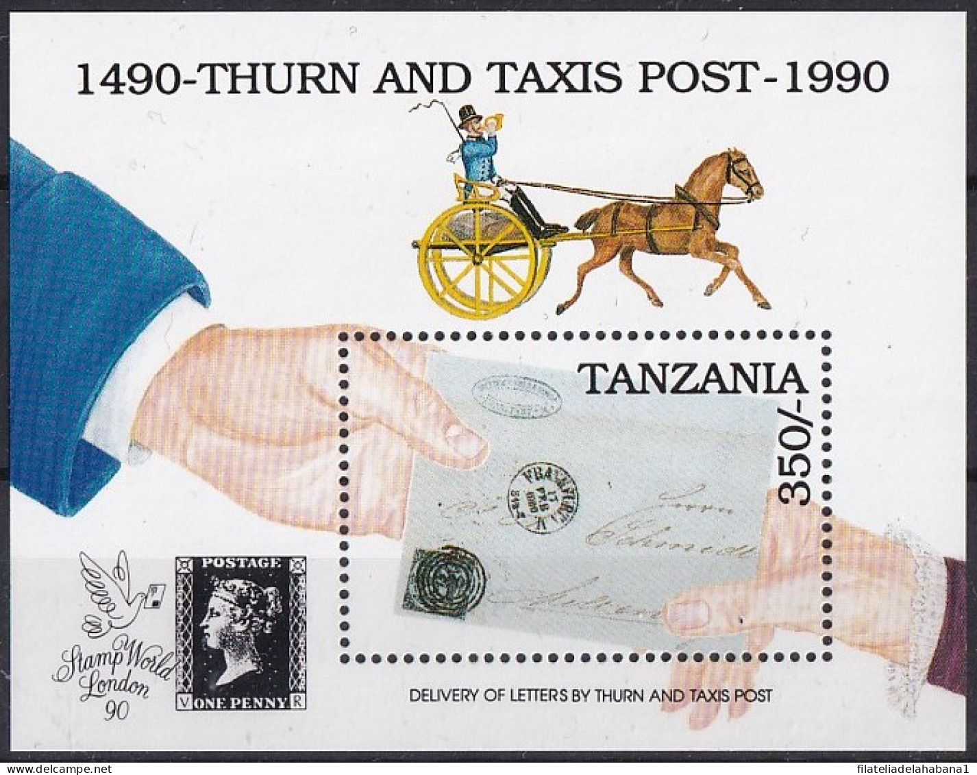 F-EX43053 TANZANIA MNH 1990 THURN & TAXIS POSTAL HISTORY LONDON EXPO.  - Rowland Hill