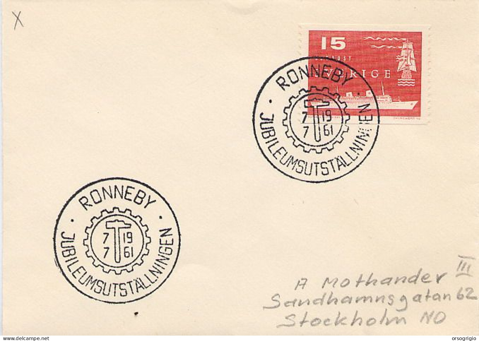 SVEZIA - SVERIGE - 1961 -  RONNEBY - Brieven En Documenten