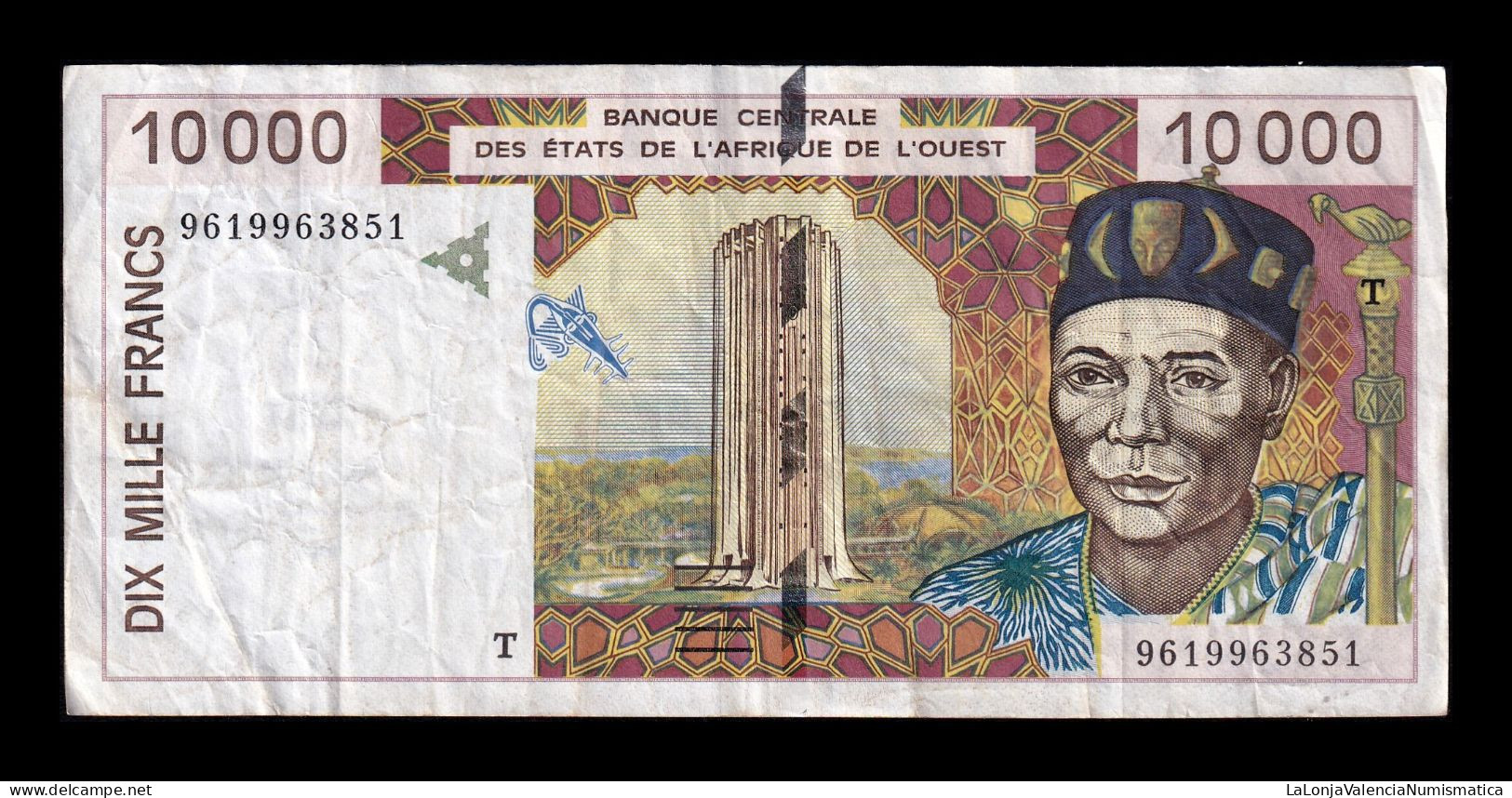 Togo St. West African 10000 Francs 1996 Pick 814Td Bc/Mbc F/Vf - Togo