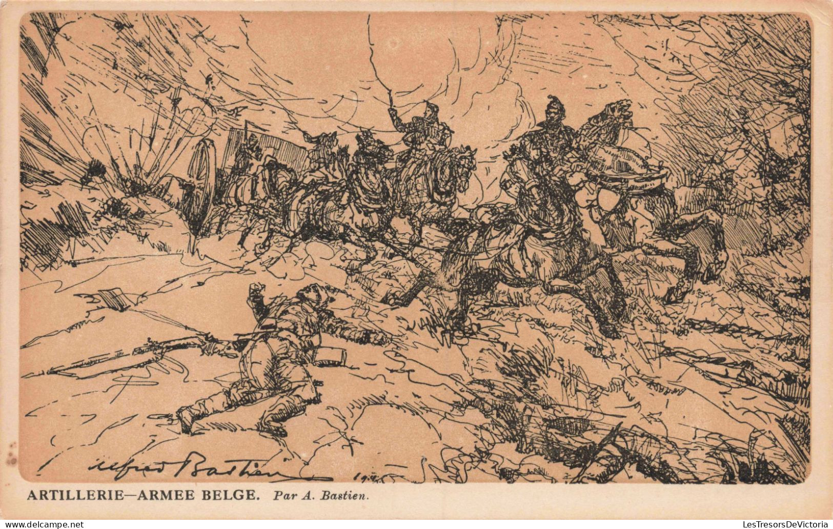 MILITARIA - Artillerie Armée Belge - Par A Bastien - Carte Postale Ancienne - Andere Oorlogen