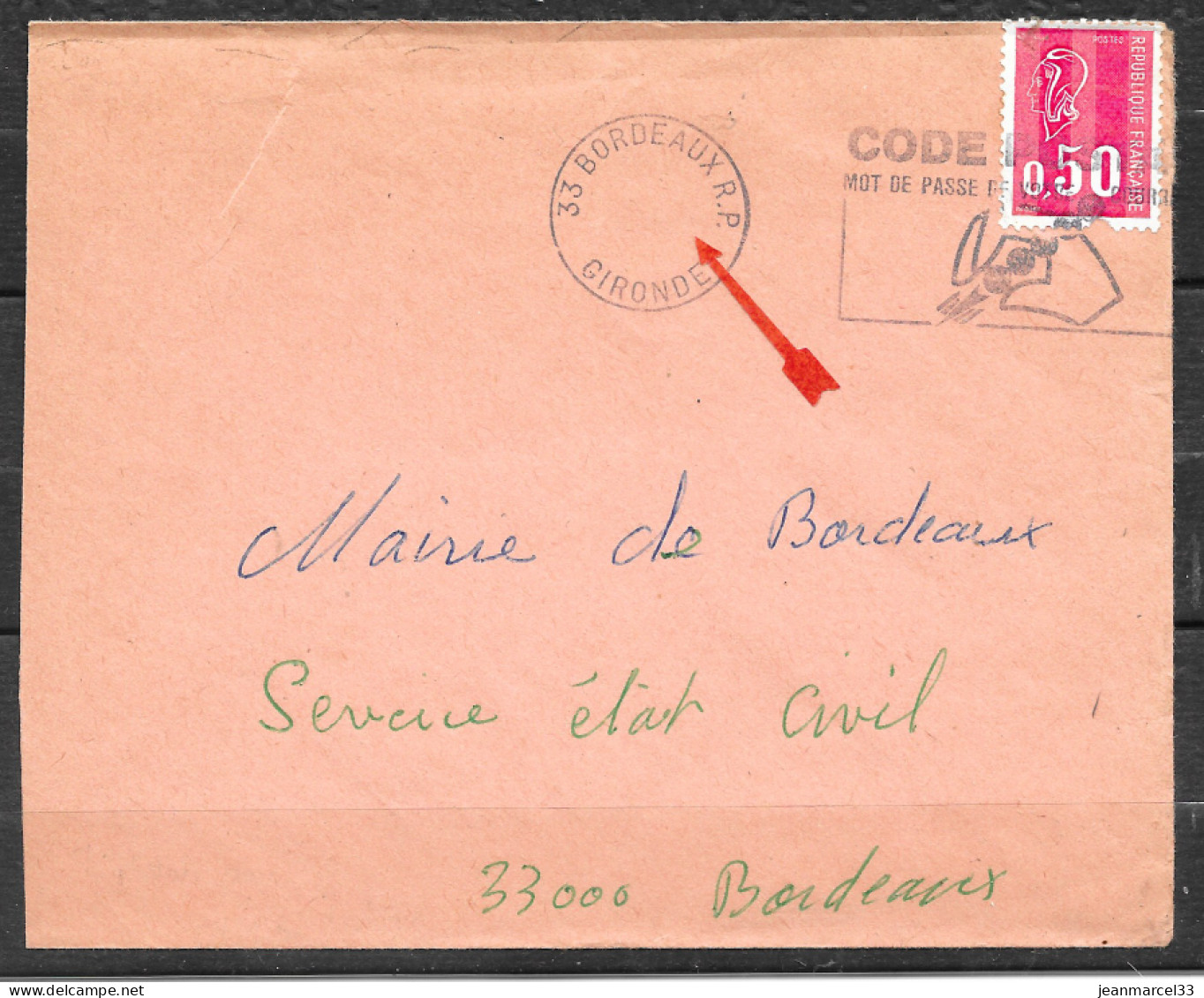 Curiosité Sur Lettre Flamme SECAP O= évidée (sans Le Bloc Dateur) 33 Bordeaux RP - Lettres & Documents