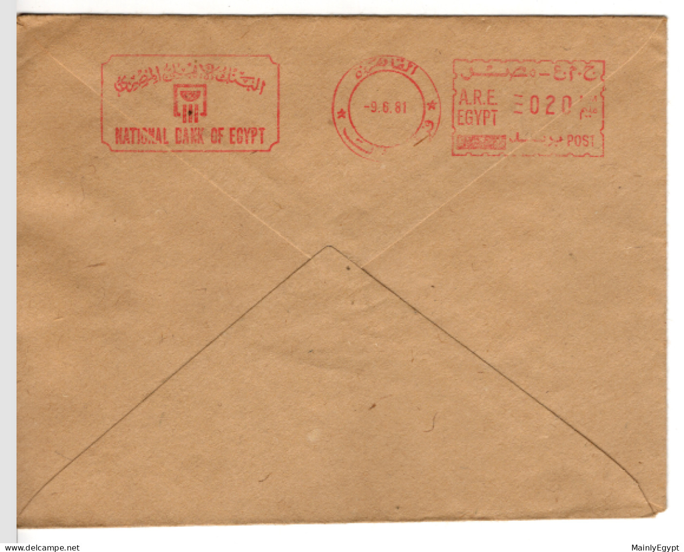 EGYPT Four Covers (one With Content)  1981-1982 Bank Mail - Machine Stamp In Red, National Bank Of Egypt (B233) - Brieven En Documenten
