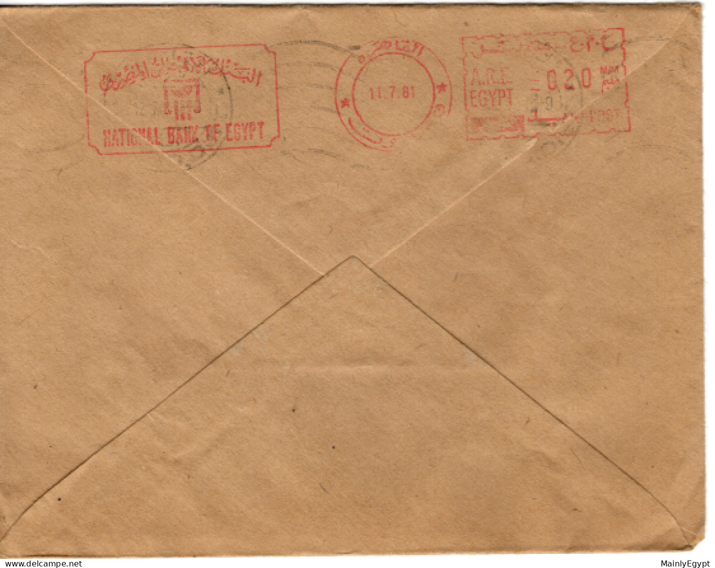 EGYPT Four Covers (one With Content)  1981-1982 Bank Mail - Machine Stamp In Red, National Bank Of Egypt (B233) - Covers & Documents